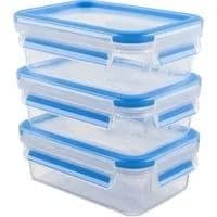 Emsa Frischhaltedosenset Clip & Close Blau Transparent Kunststoff 3-teilig