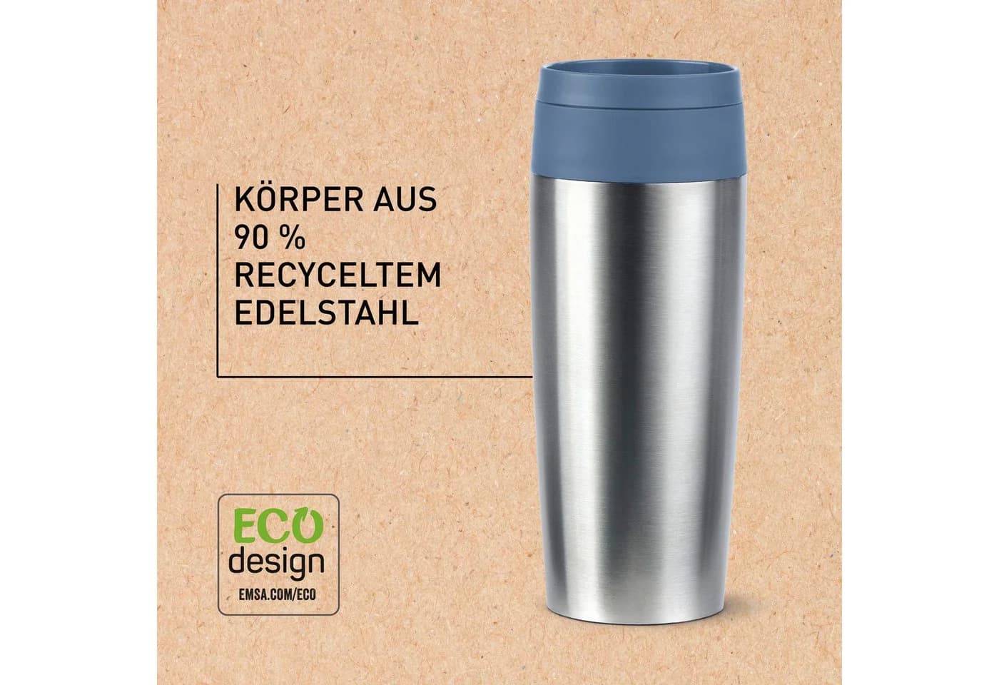 Emsa Travel Mug Eco Isolierbecher 0,36 Liter Blau Edelstahl - Bild 5