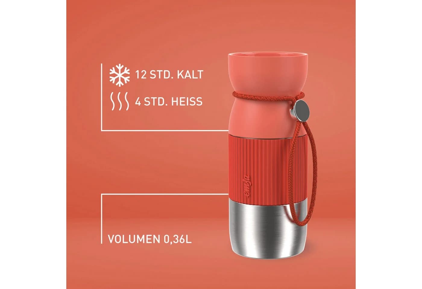 Emsa beYou Cup Thermobecher 0,36L Orange Edelstahl - Bild 4