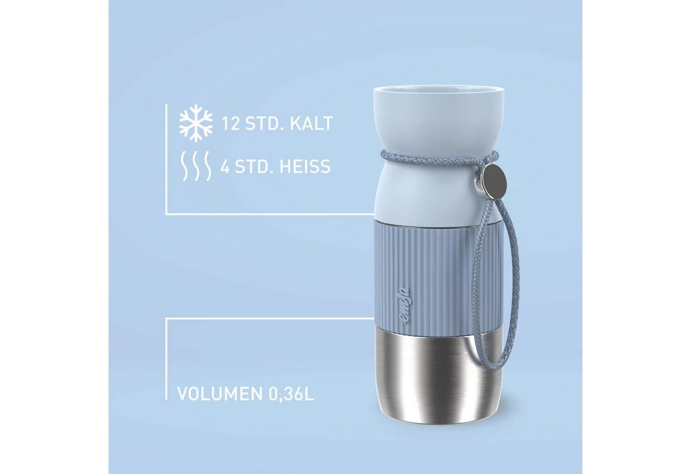 Emsa beYou Cup Thermobecher 0,36L Blau Edelstahl - Bild 4