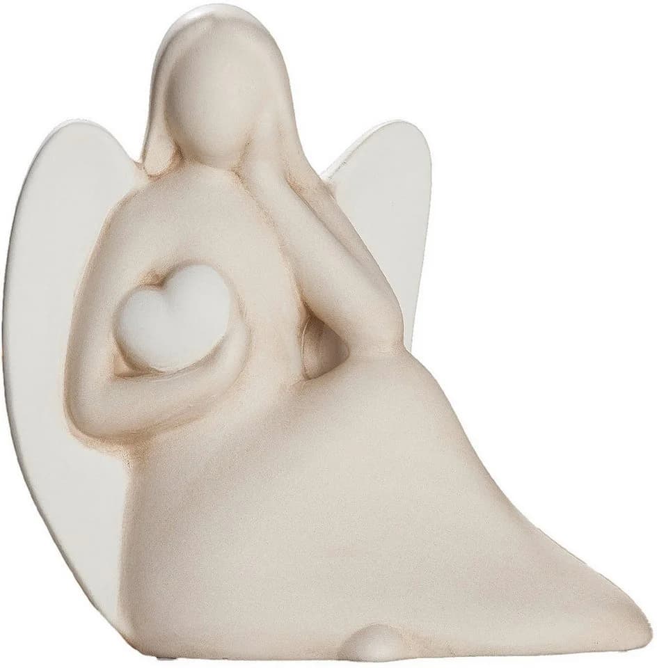 Gilde Engelfigur "Gabi" mit Herz Keramik Creme Weiß