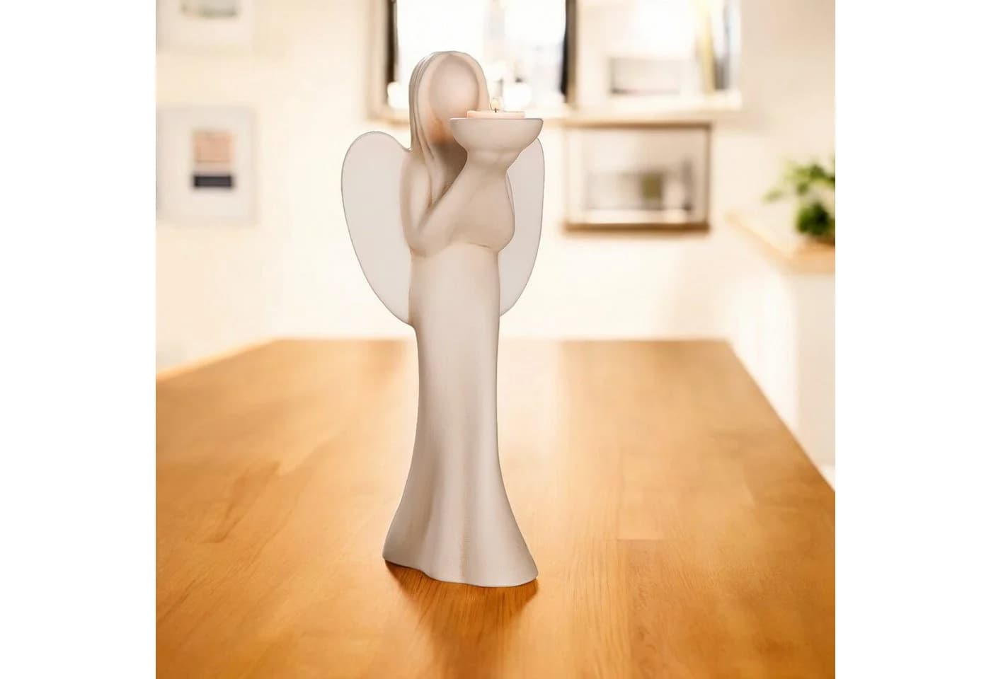 Gilde Engelfigur Gabi mit Teelichthalter Creme Weiß - Bild 2
