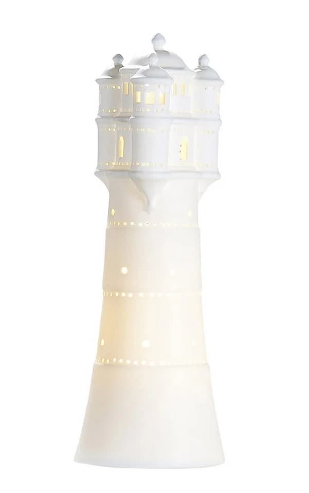 GILDE Porzellan Nachtischlampe Leuchtturm 35cm weiß - Bild 2