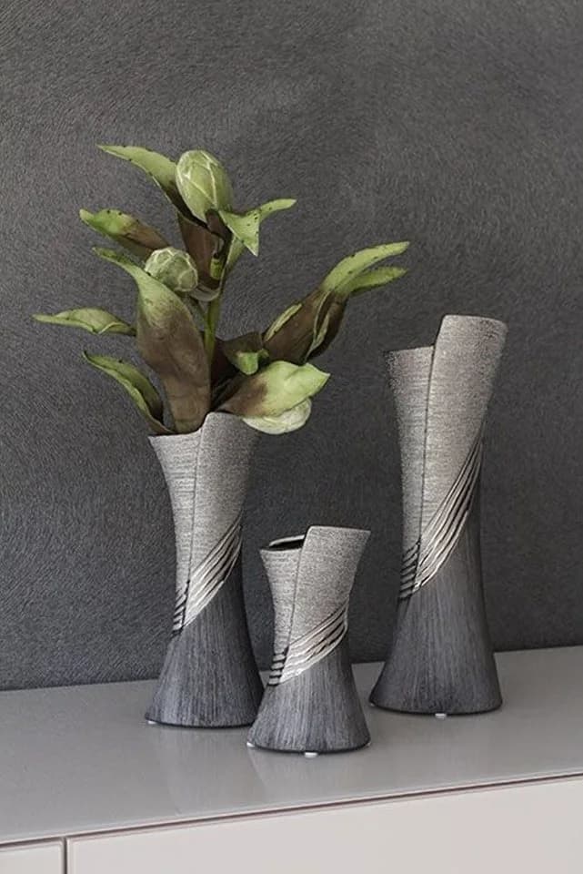 GILDE Blumenvase Bridgetown 30 cm Keramik Grau/Silber