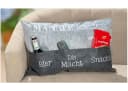 Gilde Männerkissen 45519 – „Bier, die Macht & Snacks“ – Grau Bild 1