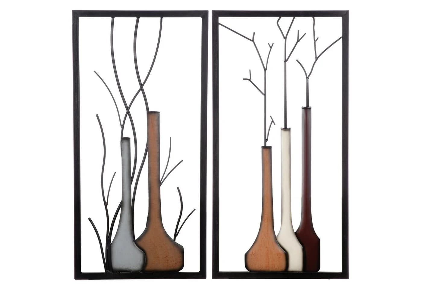 GILDE Wandbild Set Vase Herbst Winter 2-teilig Metall Braun Beige - Bild 5