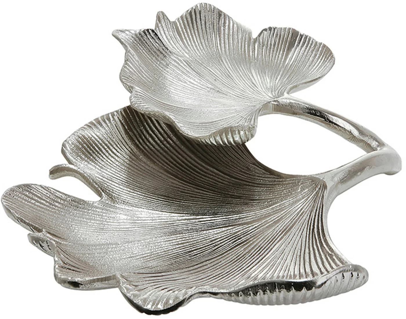 GILDE Dekoschale Ginkgo Blatt Silber Aluminium - Bild 2