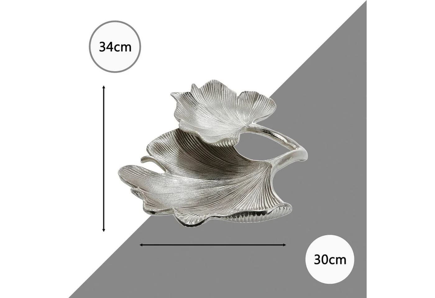 GILDE Dekoschale Ginkgo Blatt Silber Aluminium - Bild 4