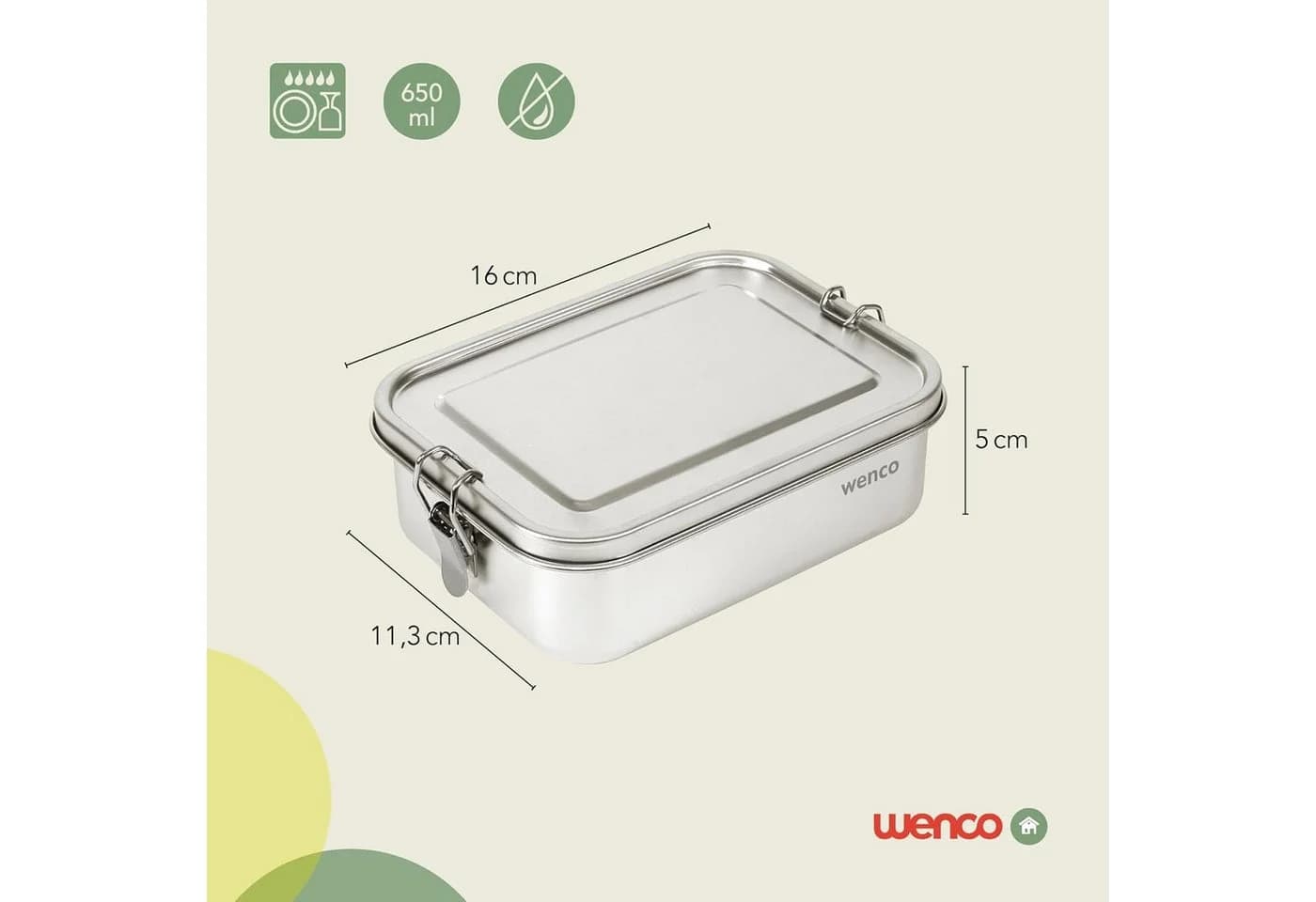 Wenco Lunchbox 650 ml Edelstahl 2-fach unterteilt Auslaufsicher - Bild 3