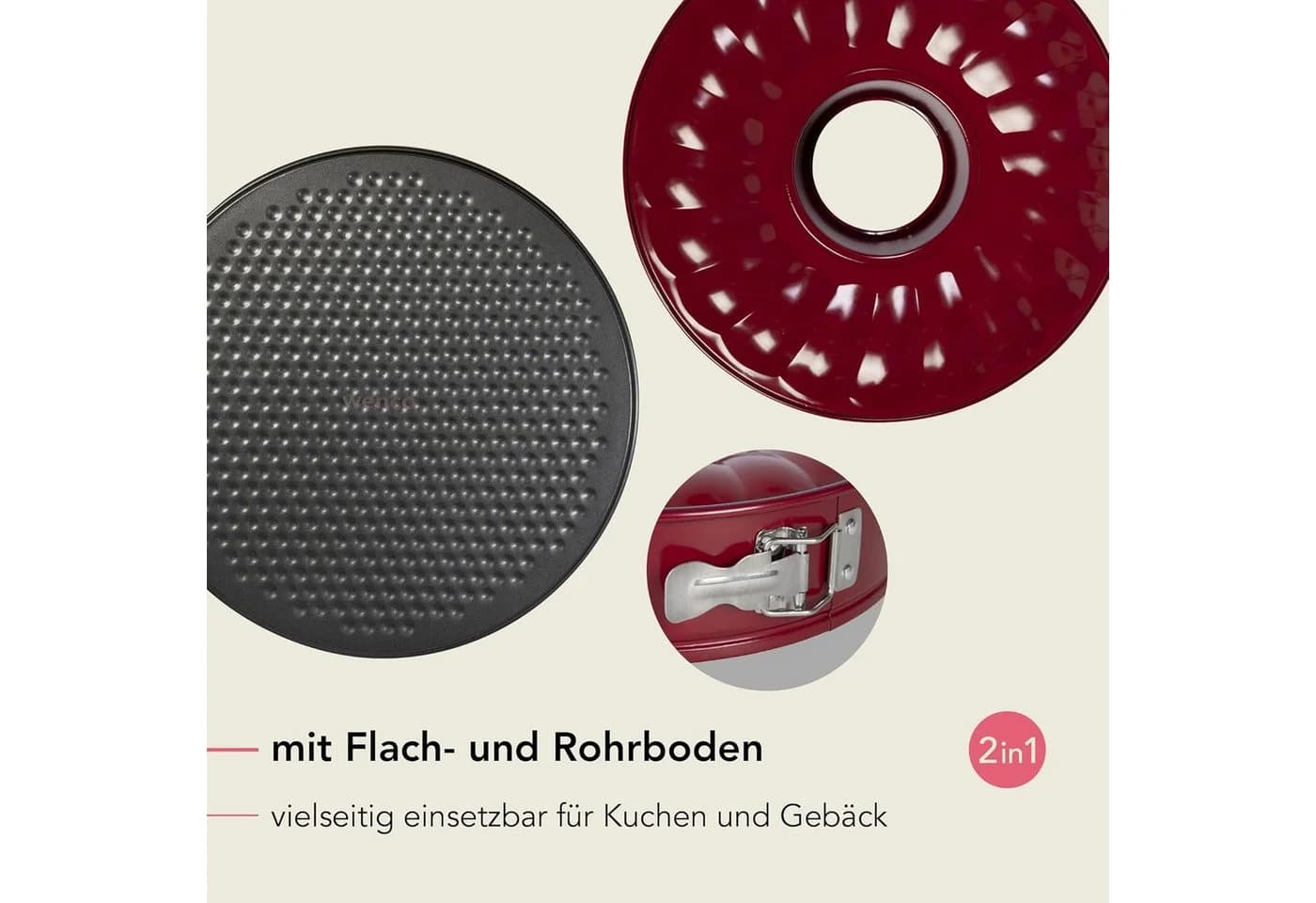 Wenco Springform 26 cm Rot 3-teilig Antihaftbeschichtung - Bild 4