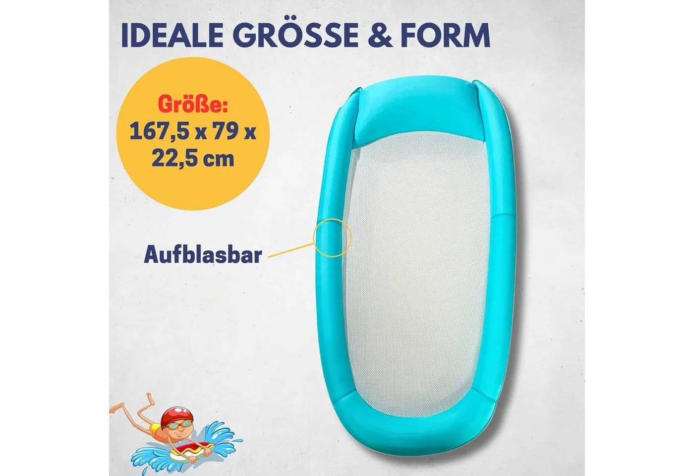Best Sporting Wasserhängematte Mesh Mat Aufblasbare Luftmatratze Türkis-Weiß