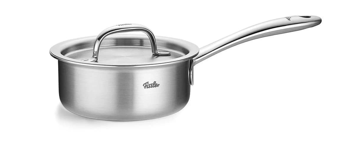 Fissler M5 Pro-Ply Stielkasserolle 1,3l mit Metalldeckel Silber