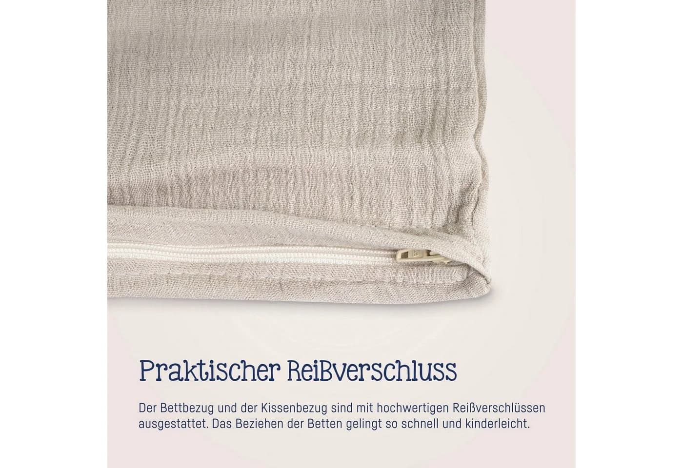 Julius Zöllner Kinderbettwäsche Musselin Beige 100x135cm - Bild 5
