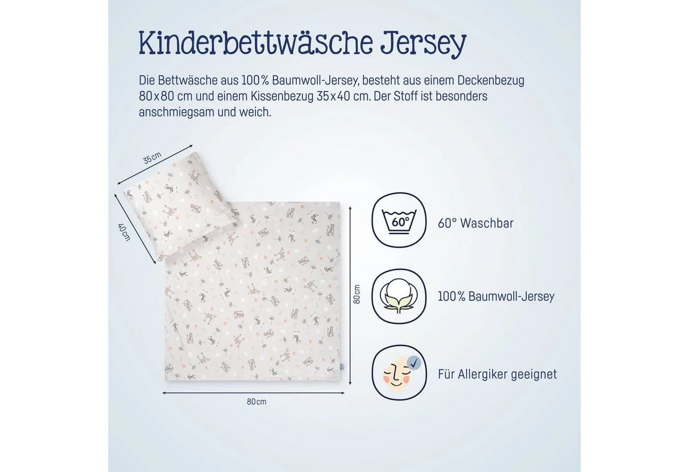 Julius Zöllner Babybettwäsche Savanne beige Jersey 80x80+35x40 - Bild 4