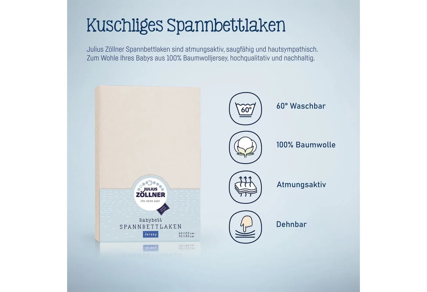 ZÖLLNER Spannbettlaken Jersey 70x140 cm Beige