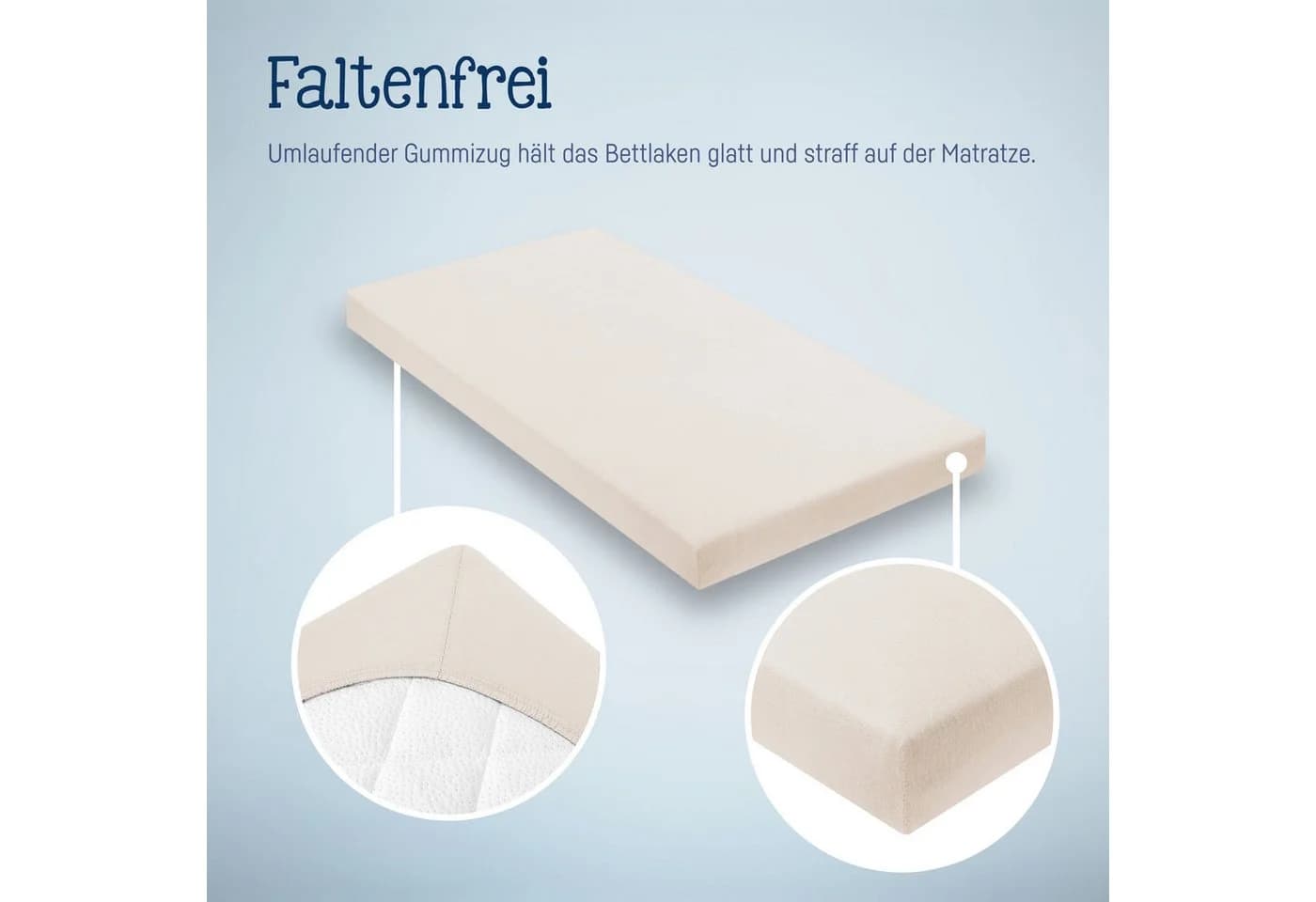 ZÖLLNER Spannbettlaken Jersey 70x140 cm Beige - Bild 3