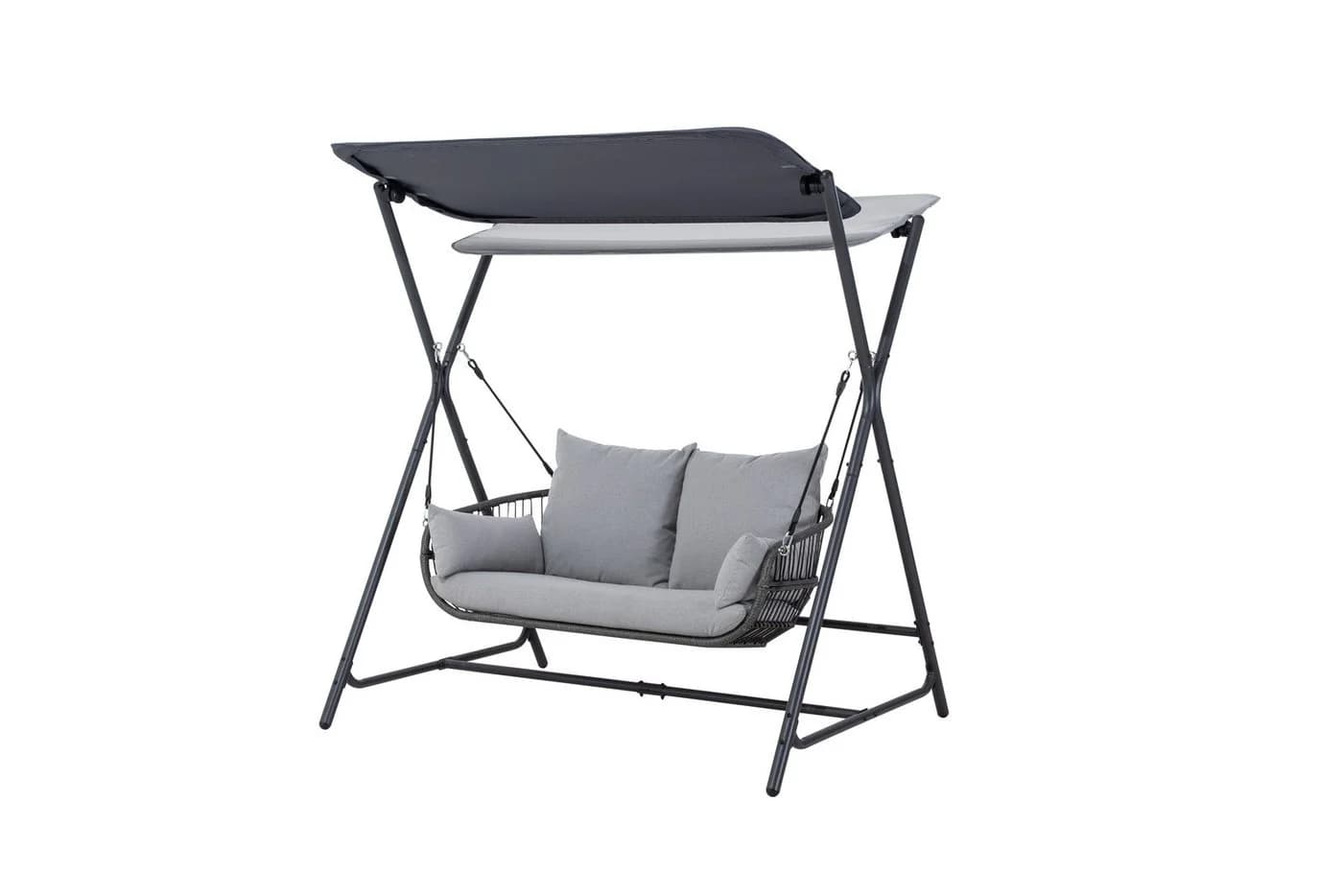 LECO Hollywoodschaukel MARIE 2-Sitzer mit Sonnendach und Kissen Grau