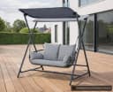 LECO Hollywoodschaukel MARIE 2-Sitzer mit Sonnendach und Kissen Grau Bild 2