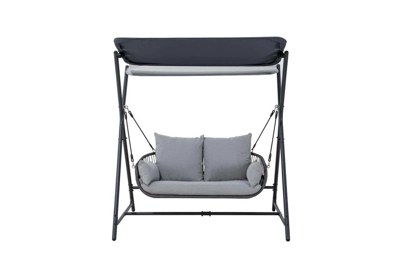 LECO Hollywoodschaukel MARIE 2-Sitzer mit Sonnendach und Kissen Grau - Bild 3