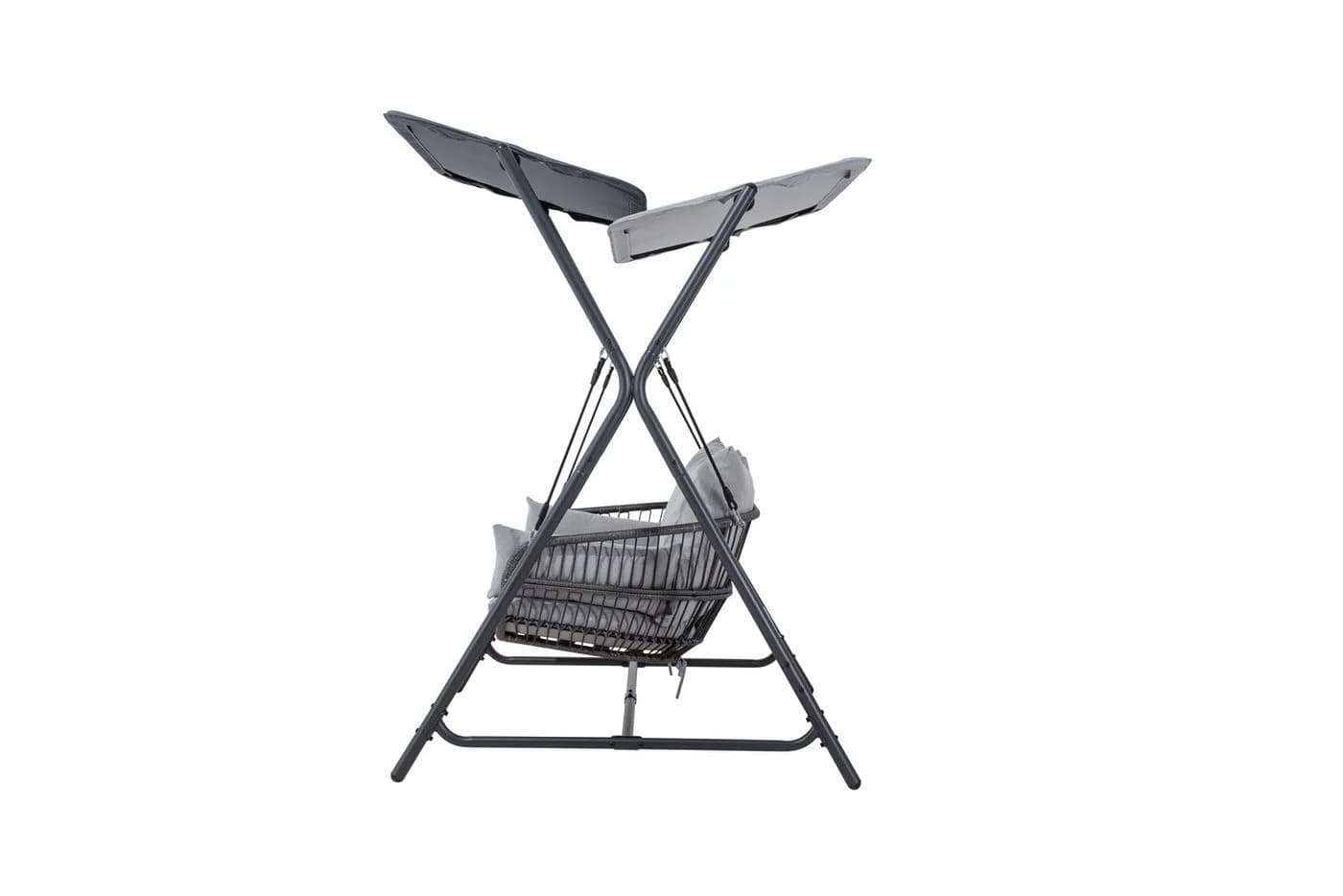 LECO Hollywoodschaukel MARIE 2-Sitzer mit Sonnendach und Kissen Grau - Bild 4