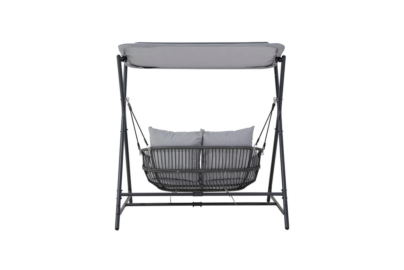 LECO Hollywoodschaukel MARIE 2-Sitzer mit Sonnendach und Kissen Grau - Bild 5