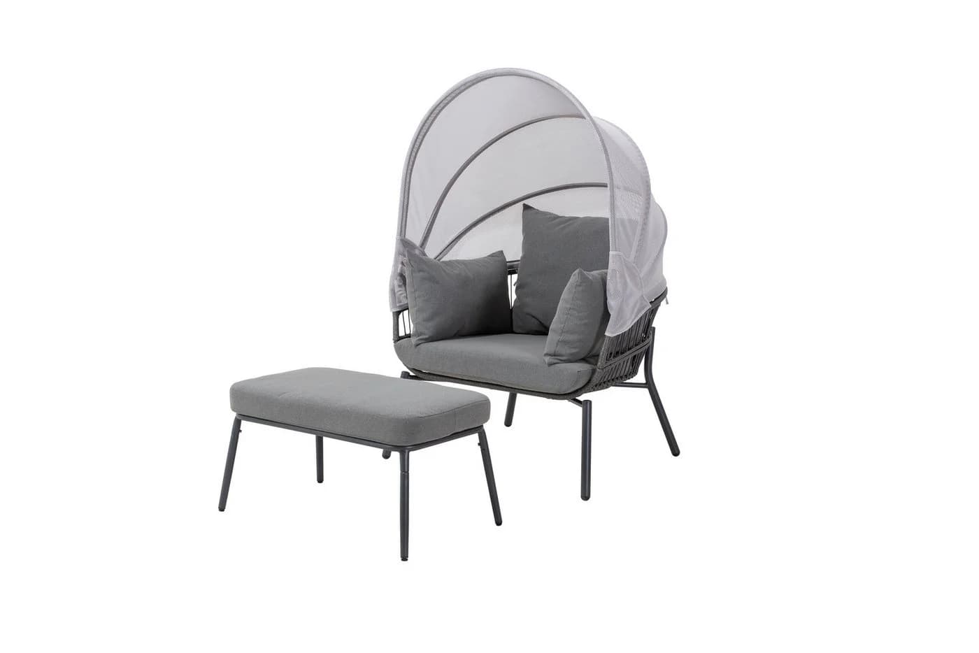 Leco Sessel mit Fußhocker Anthrazit