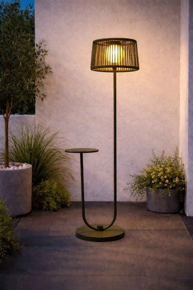 Leco LED Außen-Stehlampe mit Ablagetisch, Solar, Grün