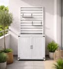 Leco Garten-Geräteschrank Gartenregal THEA Tannenholz Weiß Bild 2