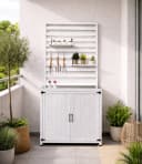 Leco Garten-Geräteschrank Gartenregal THEA Tannenholz Weiß Bild 4