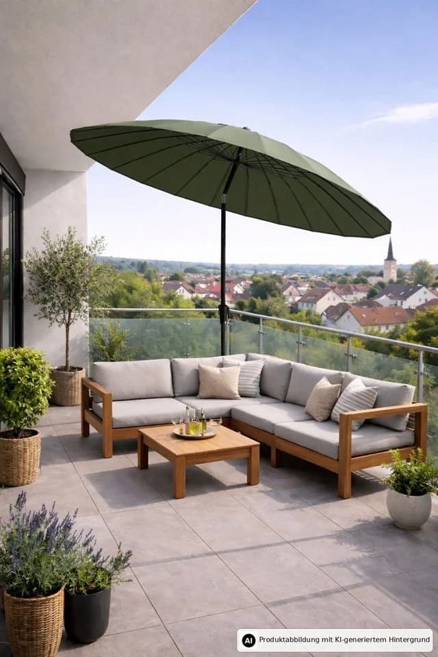 Leco Shanghai Sonnenschirm Anthrazit Aluminium Fiberglas - Bild 2