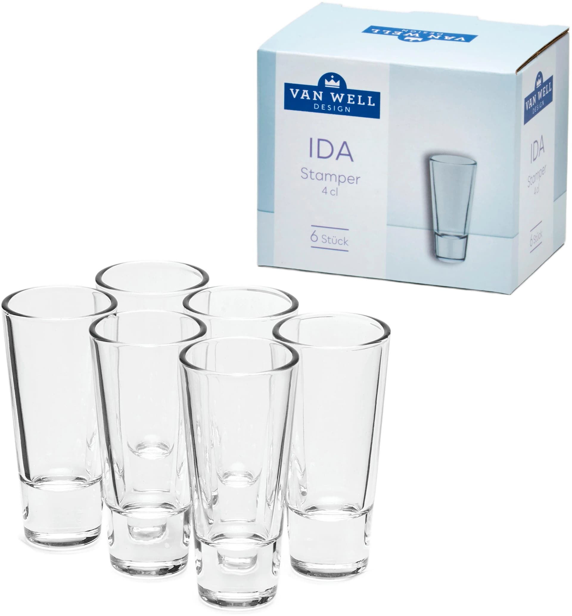 Van Well Schnapsglas Ida 6-teilig transparent Glas 4 cl