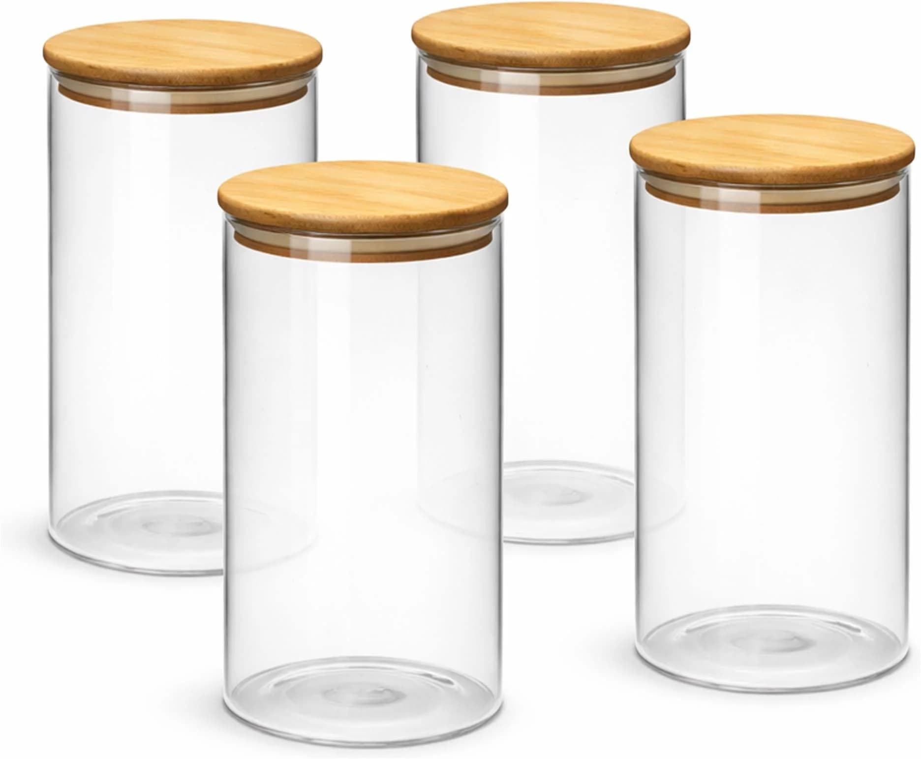 Van Well Vorratsdose Ella 4-teilig Glas Bambusdeckel transparent