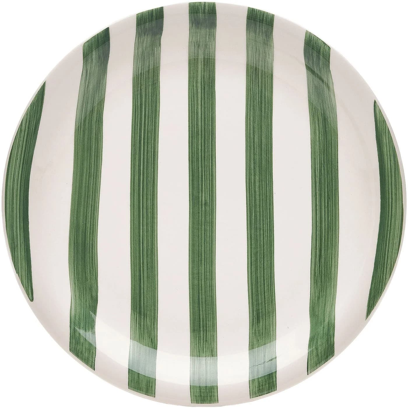 VAN WELL Mallorca Speiseteller Set - Weiß/Grün - Keramik - Ø 27cm