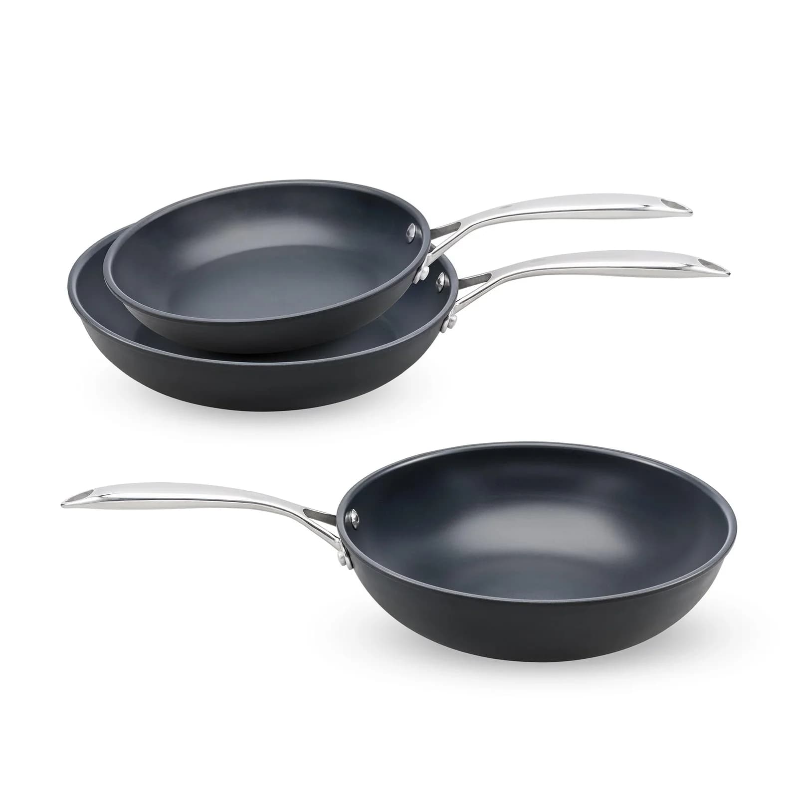 COSY & TRENDY Pfannen-Set 3-tlg. Schwarz Silber mit Plasma-Beschichtung
