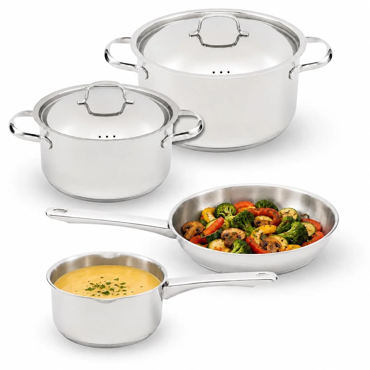Cosy & Trendy Kochgeschirr-Set 4-teilig Edelstahl Silber