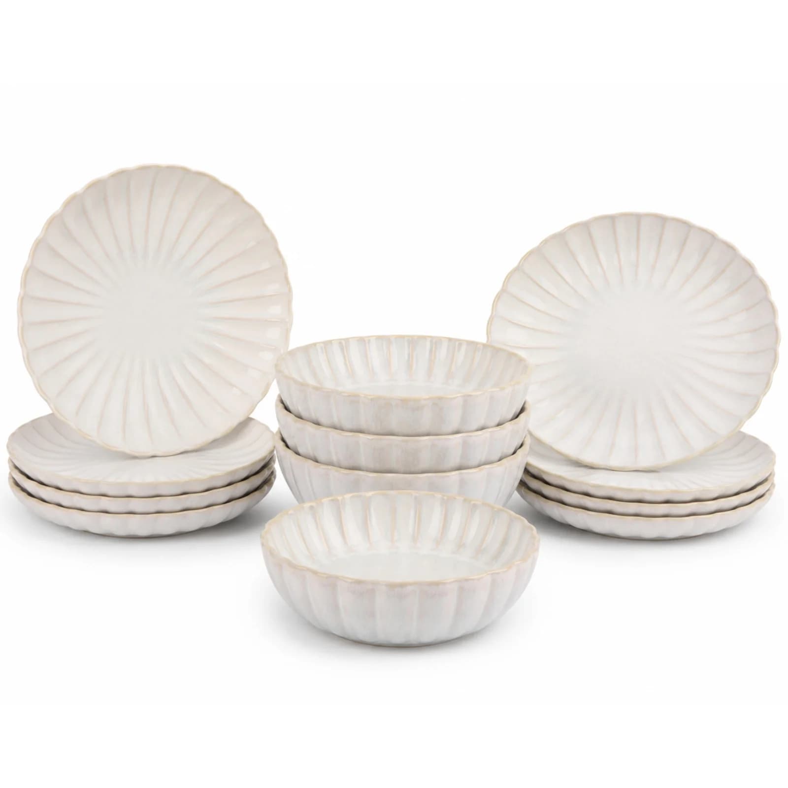 Cosy & Trendy Teller-Set Astera 12-tlg. Steinzeug Creme
