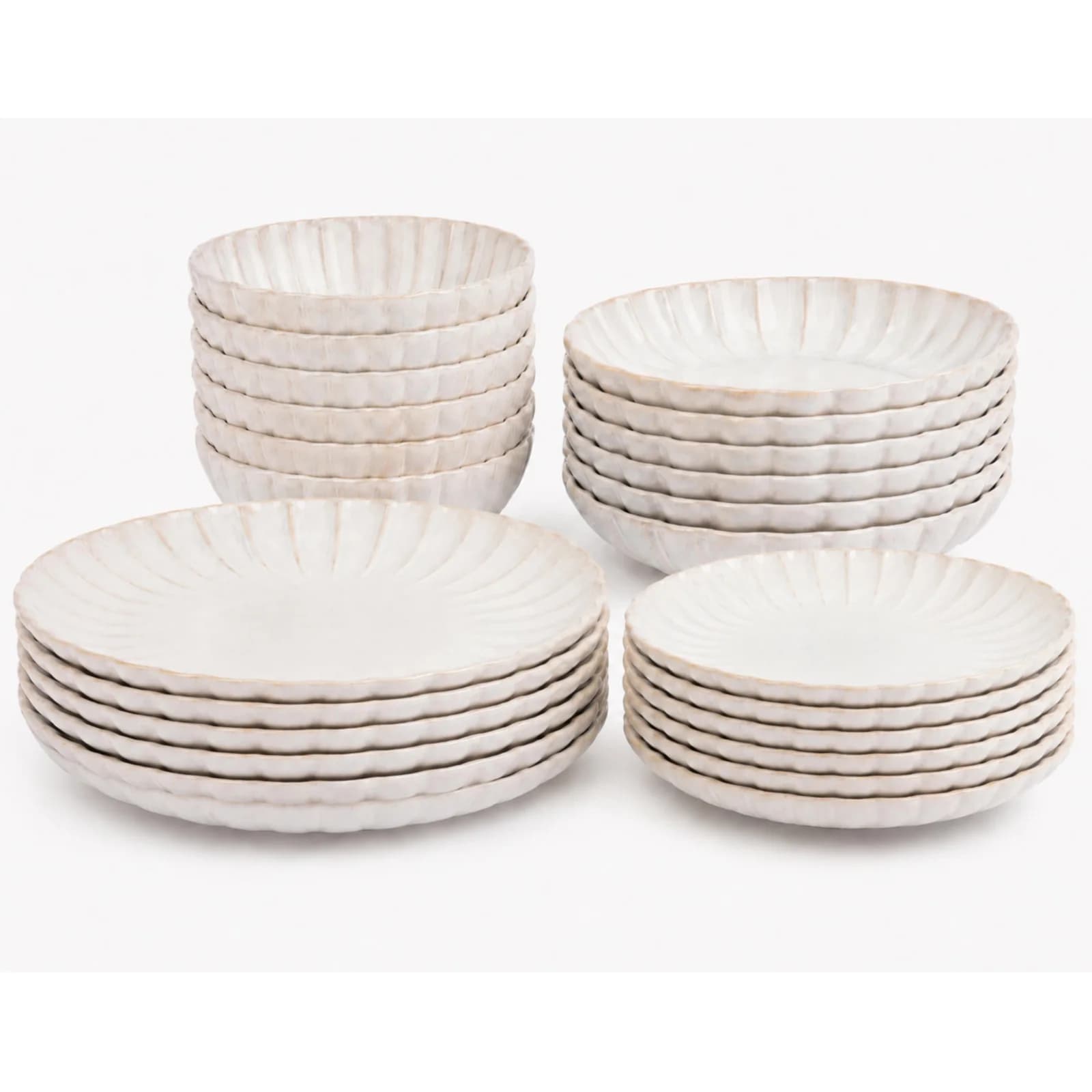 Cosy & Trendy Teller-Set Astera 24-tlg. Creme Steinzeug