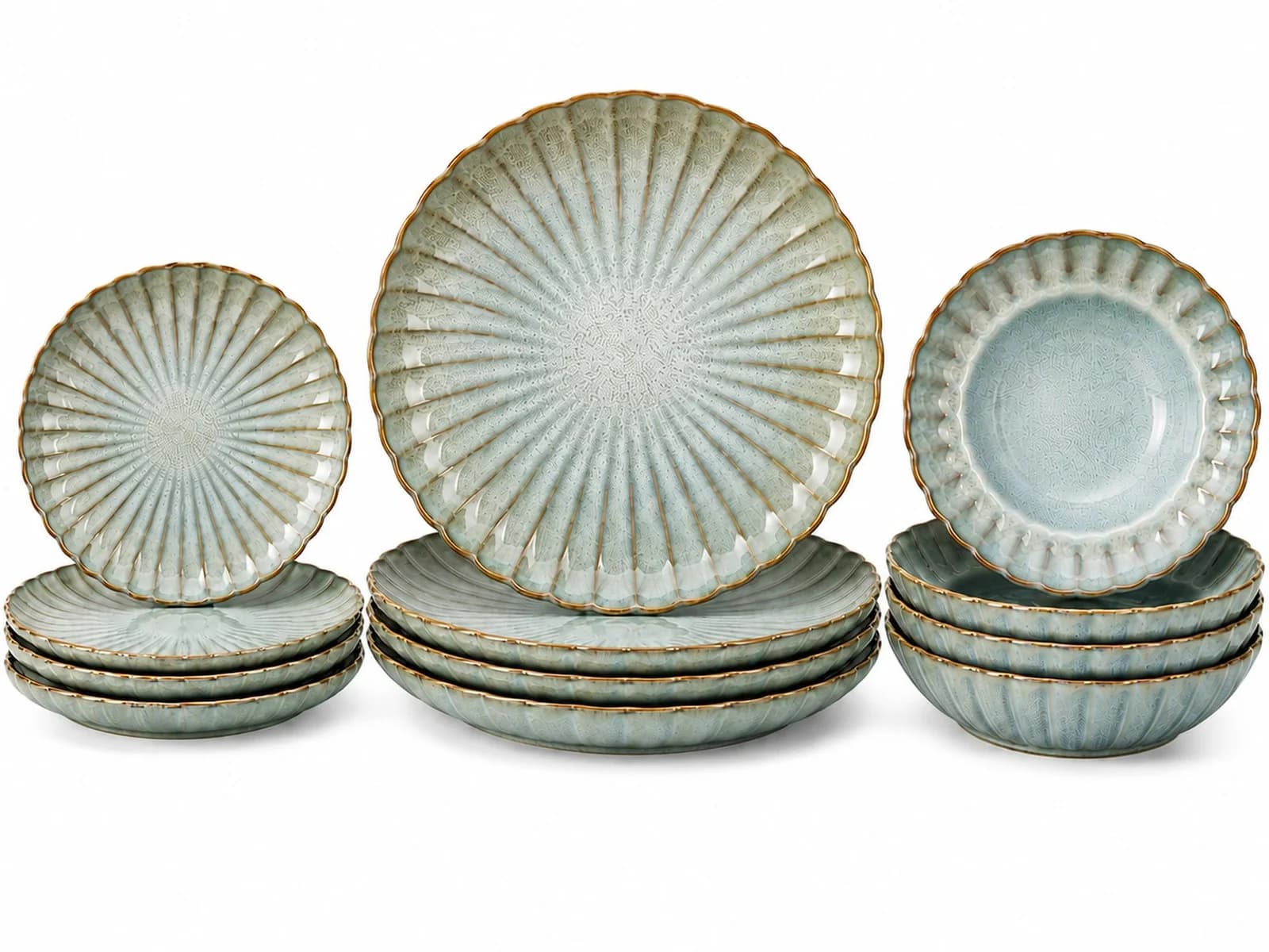 Cosy & Trendy Teller-Set Astera 12-tlg. Steinzeug Ozeanblau