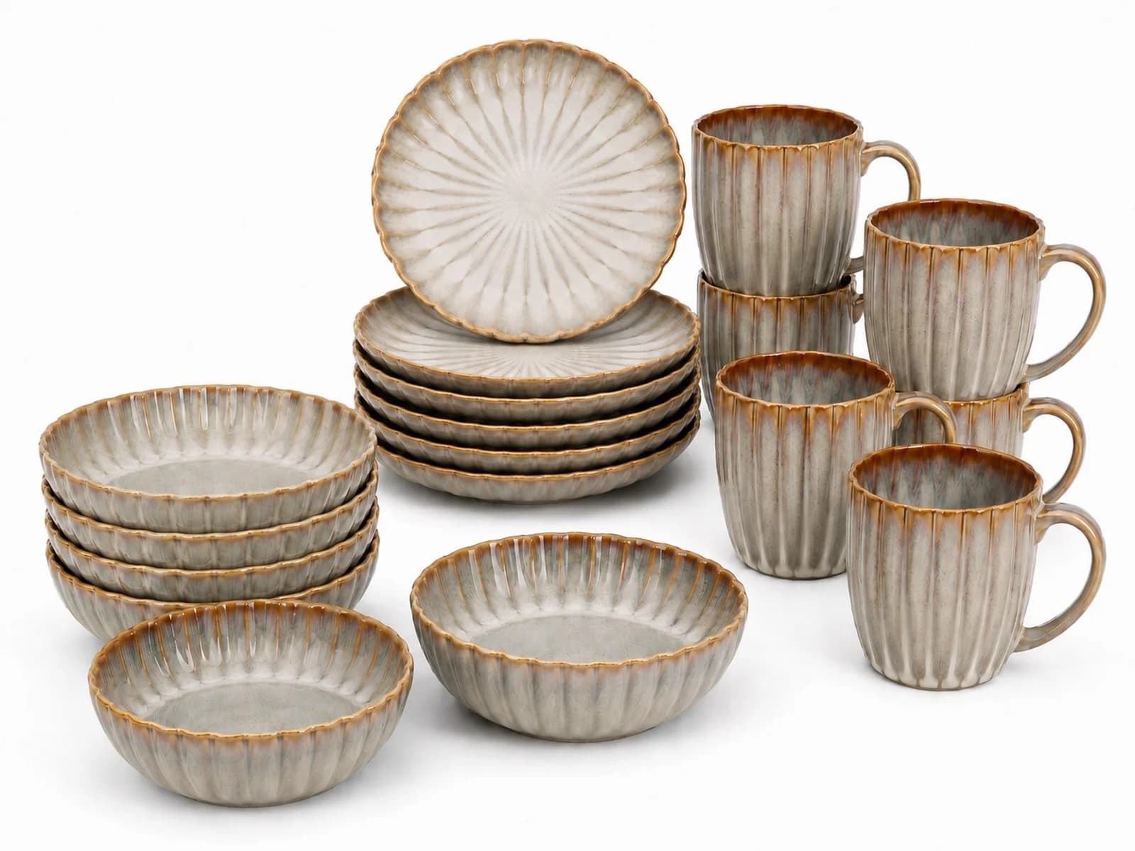 Cosy & Trendy Geschirr-Set Astera 18-tlg. Beige Grau Steinzeug