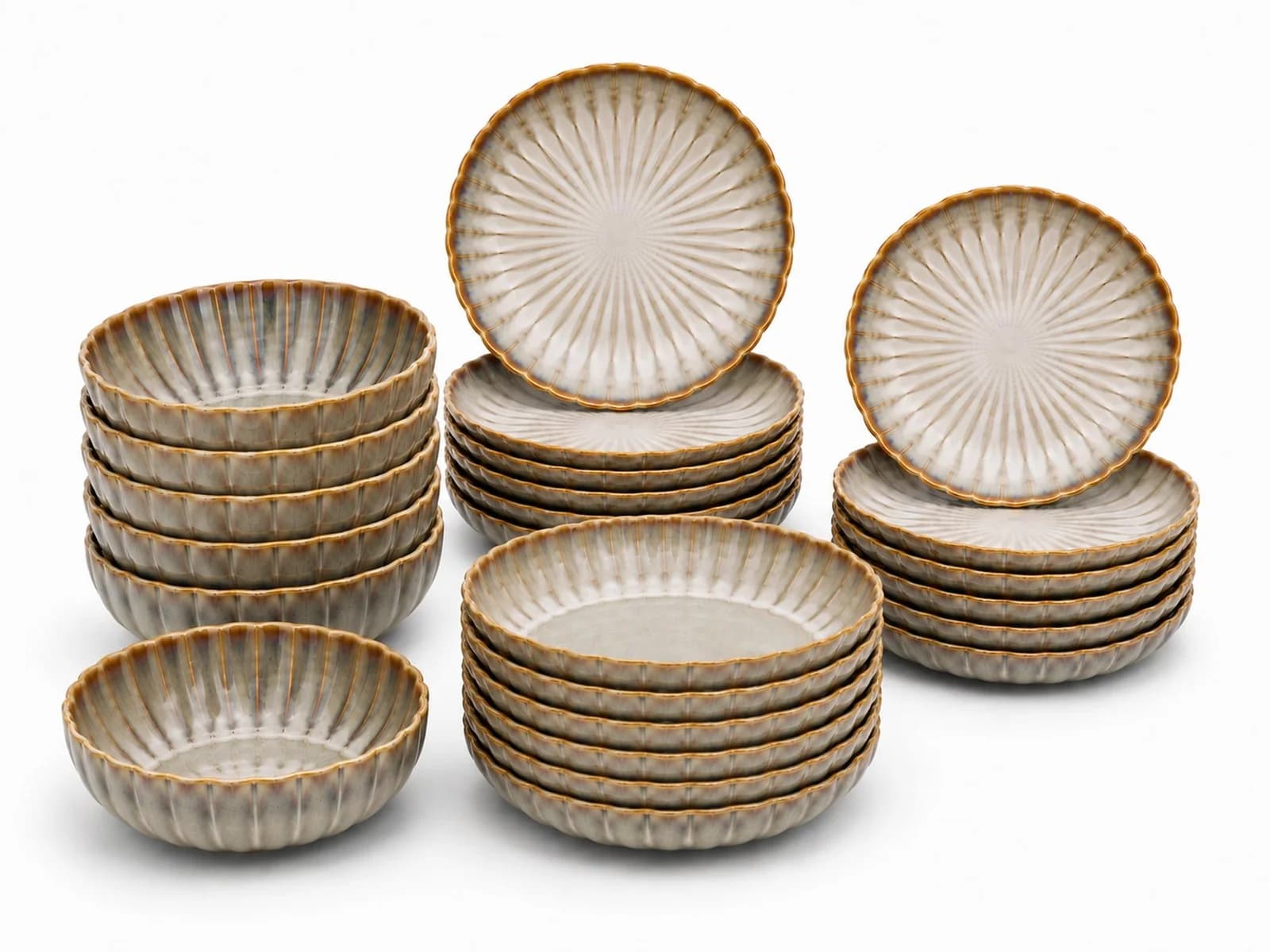 Cosy & Trendy Teller-Set Astera 24-tlg. Beige Steinzeug