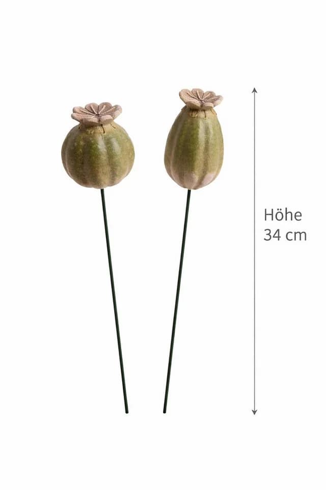 finehomegarden Dekofigur Mohnkapsel Keramik Grün 2er Set - Bild 2