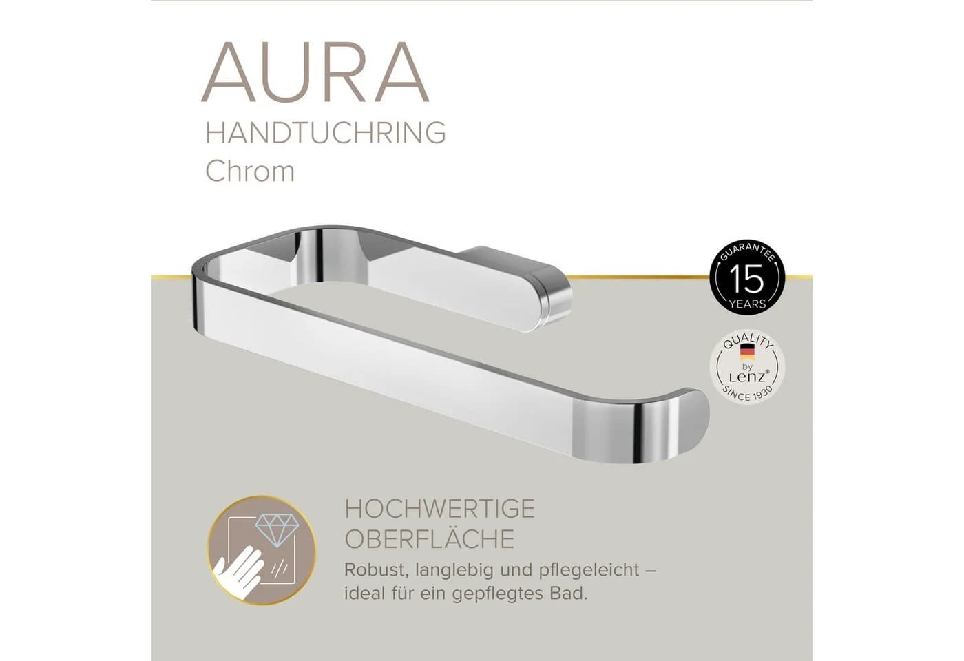 Lenz Handtuchhalter AURA Chrom Modern Reduziertes Design - Bild 3