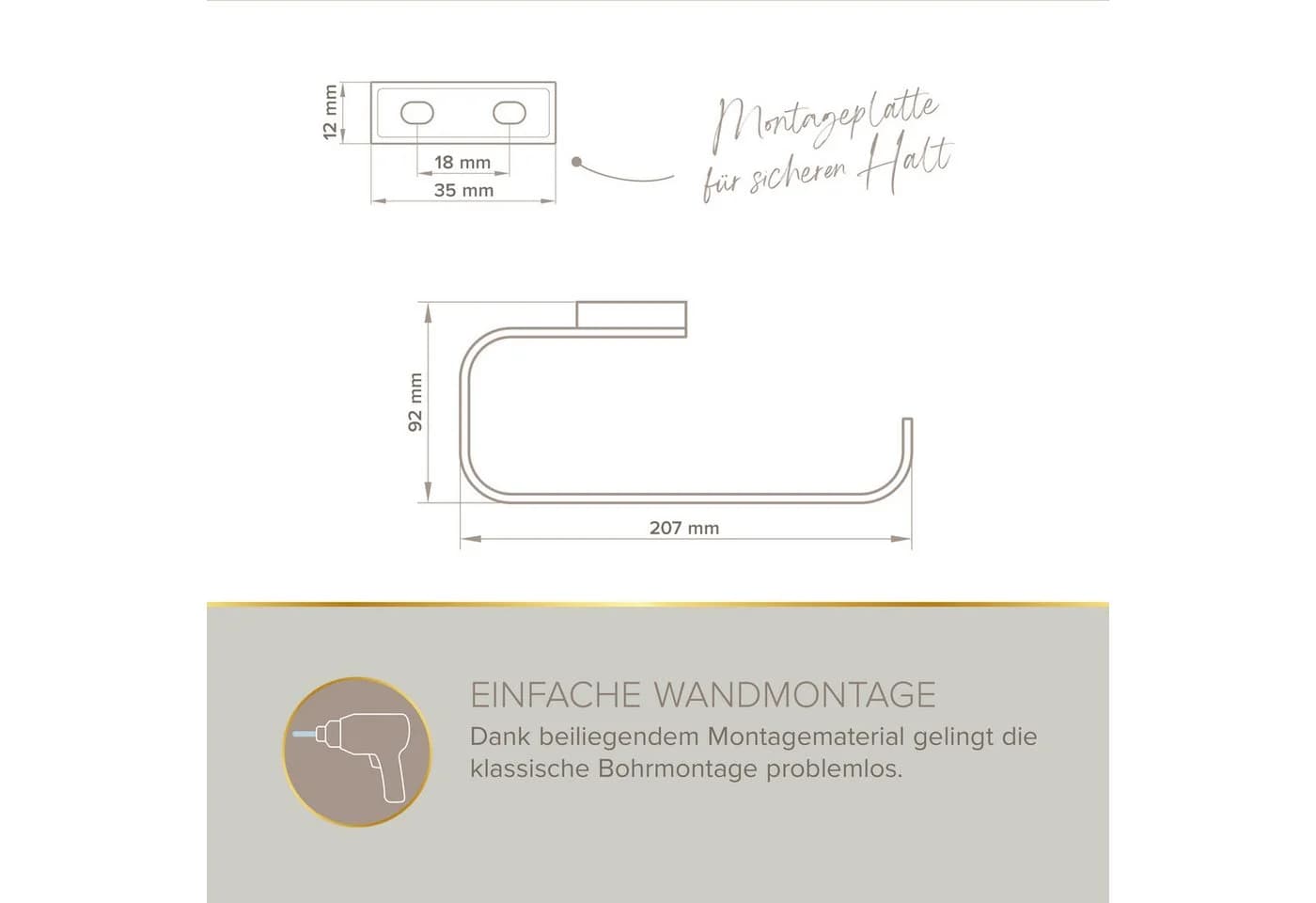 Lenz Handtuchhalter AURA Chrom Modern Reduziertes Design - Bild 4