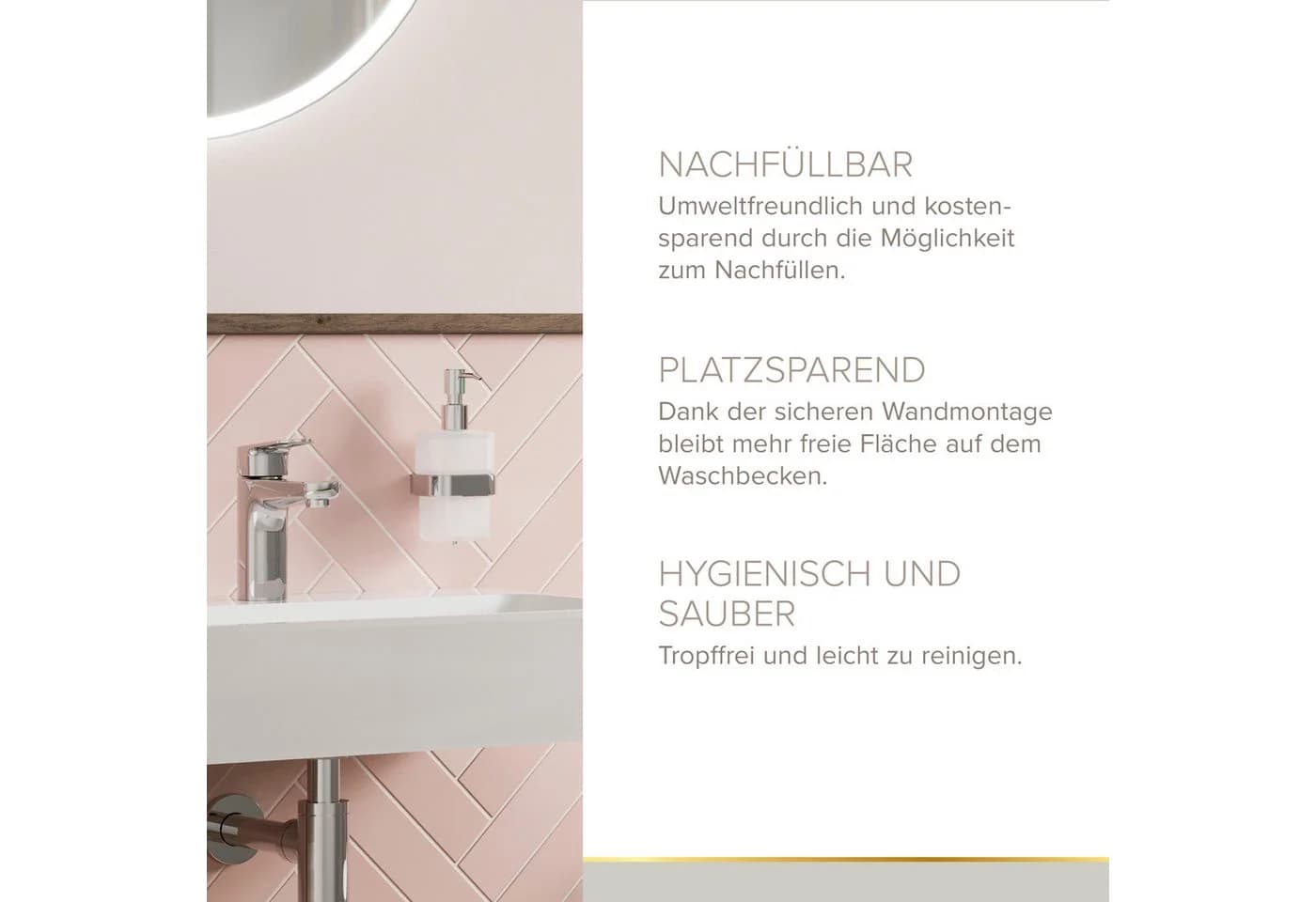 Lenz Seifenspender AURA Chrom Nachfüllbar Tropffrei - Bild 5