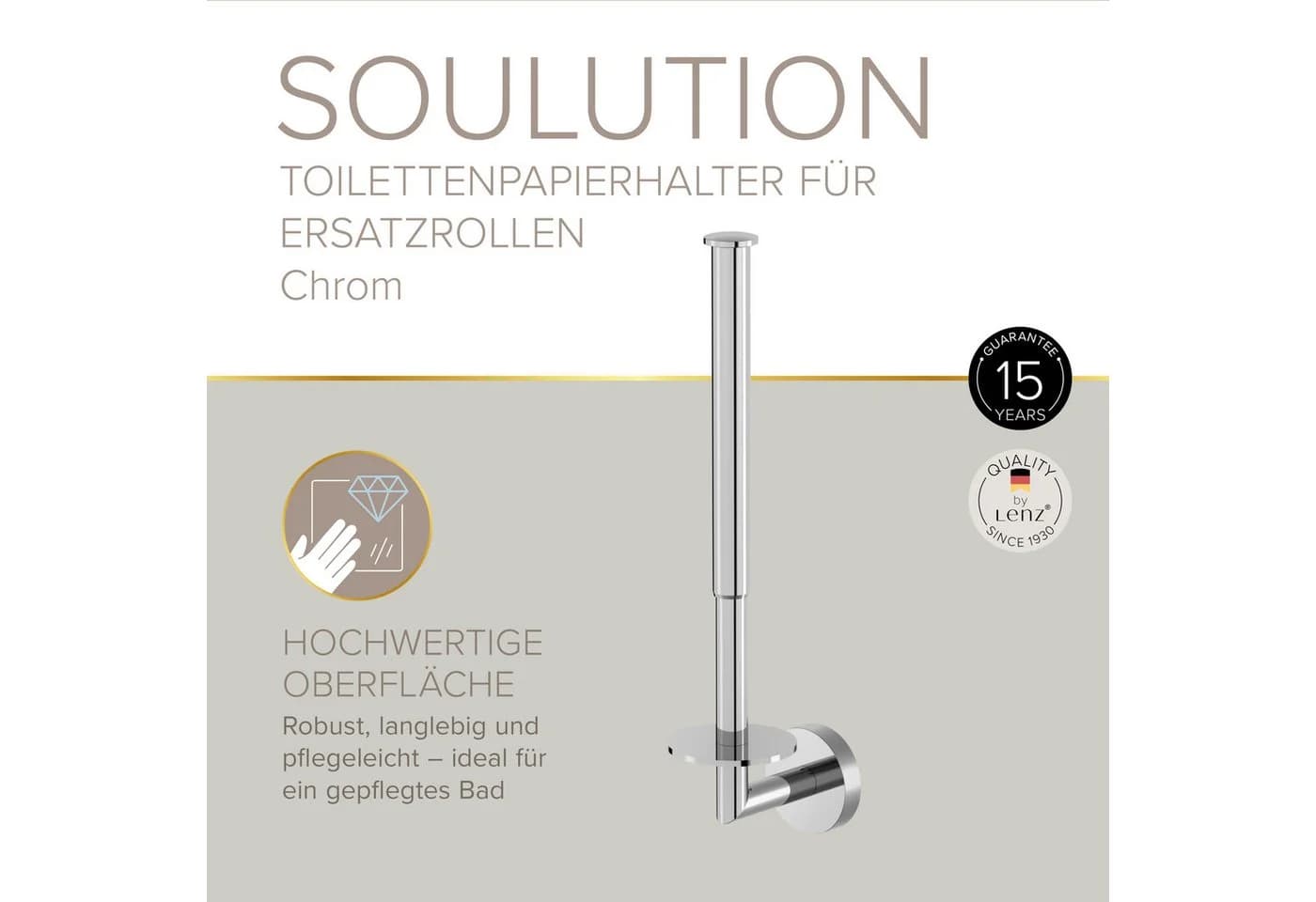 Lenz Toilettenpapierhalter SOULUTION Teleskopstange Chrom - Bild 3
