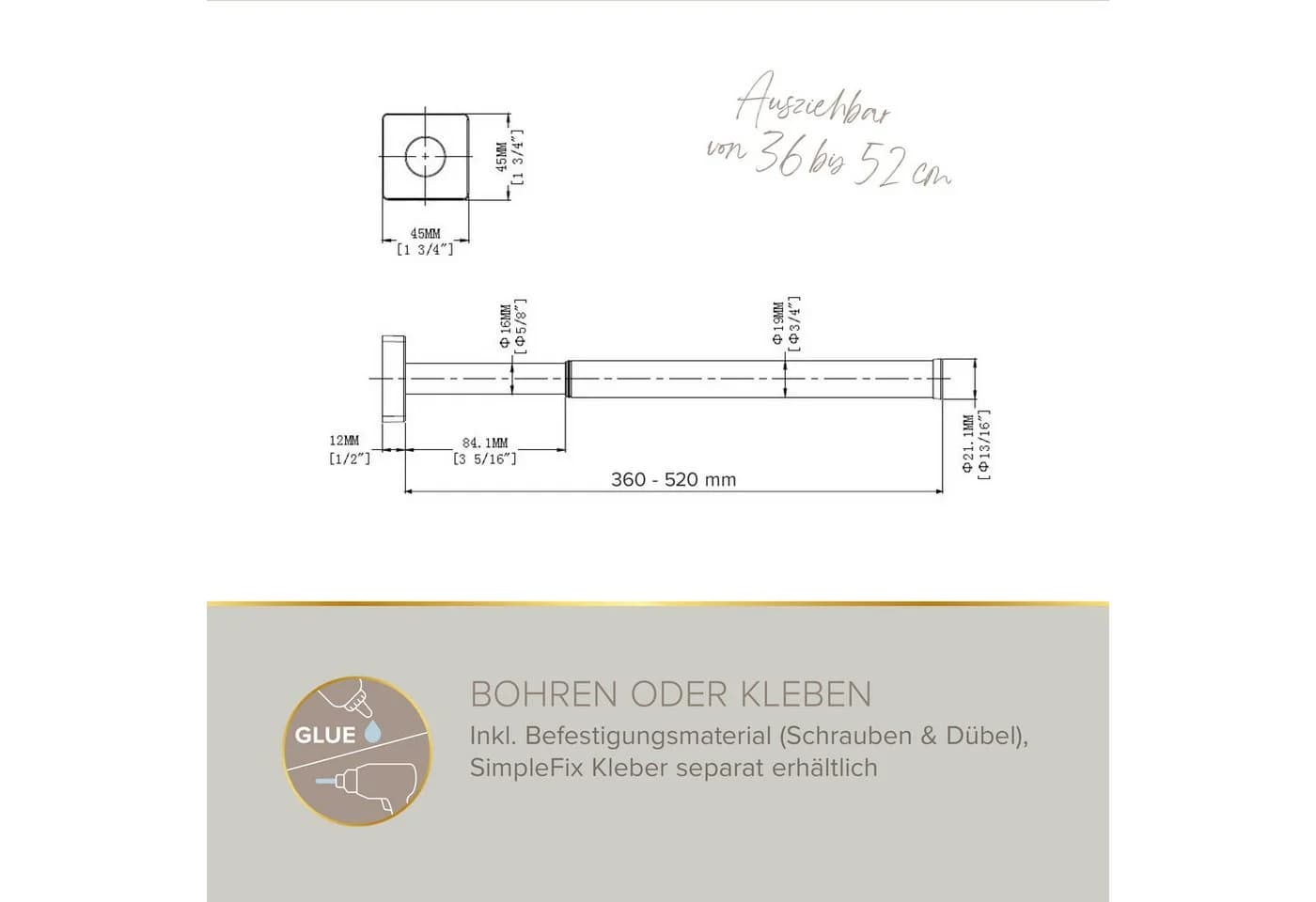 Lenz Handtuchhalter SOULUTION Teleskopstange Nickel - Bild 4