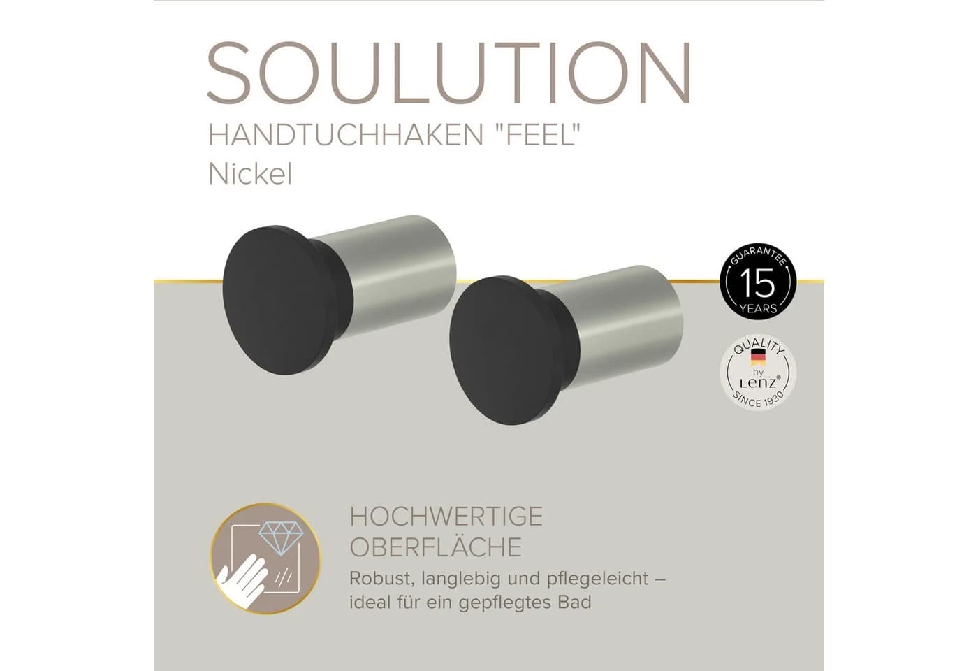 Lenz Handtuchhaken SOULUTION 2er Set Chrom Modern - Bild 2