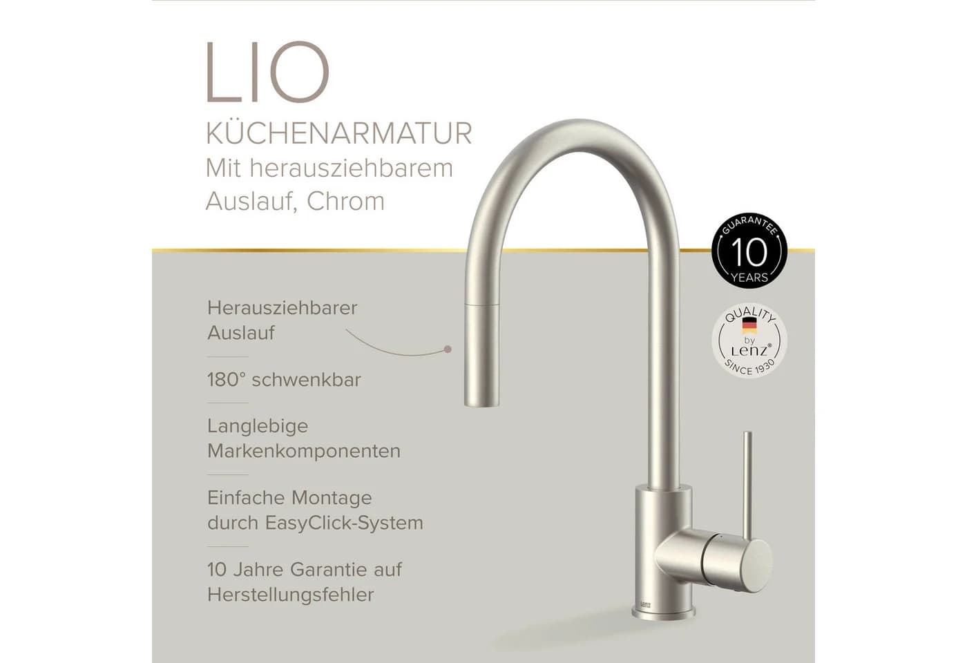 Lenz Küchenarmatur LIO Nickel mit herausziehbarem Auslauf - Bild 3