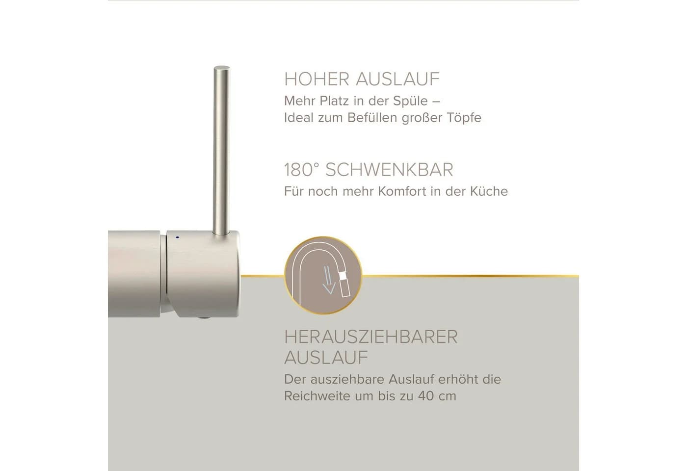 Lenz Küchenarmatur LIO Nickel mit herausziehbarem Auslauf - Bild 4