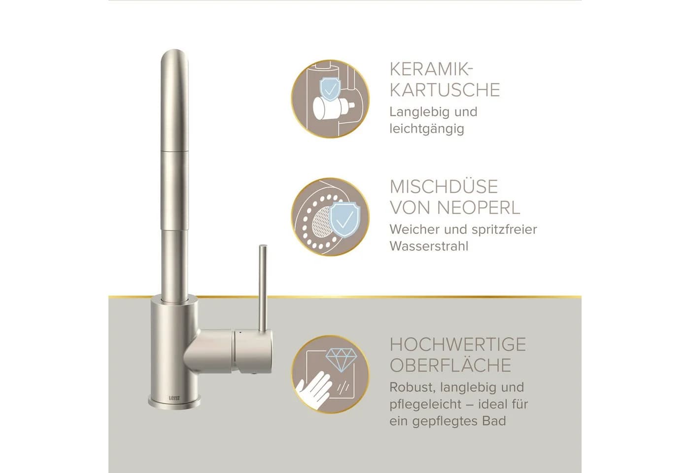 Lenz Küchenarmatur LIO Nickel mit herausziehbarem Auslauf - Bild 5